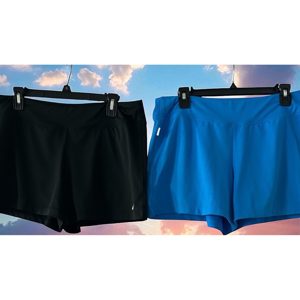Nike Women's Athletic Shorts - Black & Bright Blue